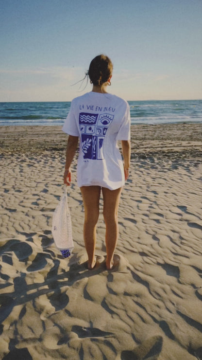 T-SHIRT - "LA VIE EN BLEU" - BLANC